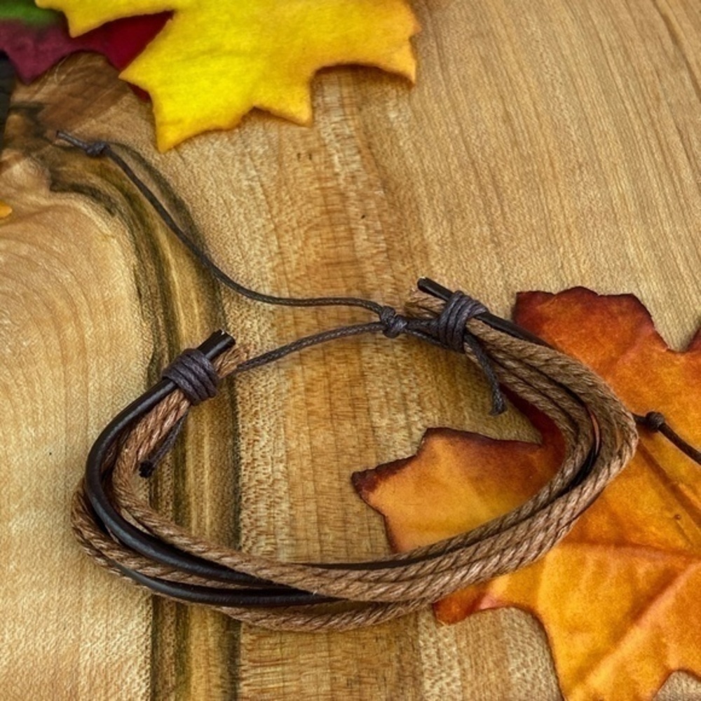 Mens Bracelets Bundle Adjustable Leather And Hemp… - image 7